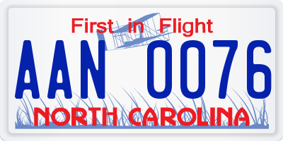 NC license plate AAN0076