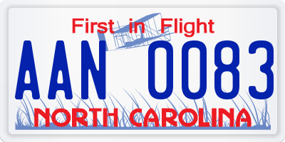 NC license plate AAN0083