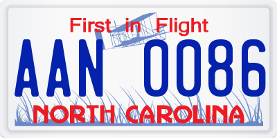 NC license plate AAN0086