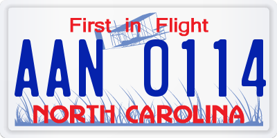 NC license plate AAN0114