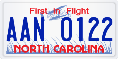 NC license plate AAN0122