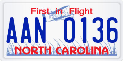 NC license plate AAN0136