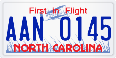 NC license plate AAN0145