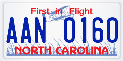 NC license plate AAN0160