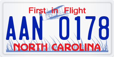 NC license plate AAN0178