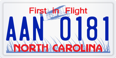 NC license plate AAN0181