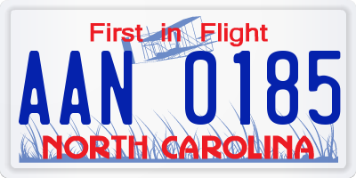 NC license plate AAN0185