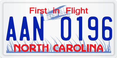 NC license plate AAN0196