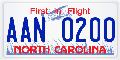 NC license plate AAN0200