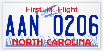 NC license plate AAN0206