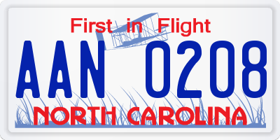 NC license plate AAN0208