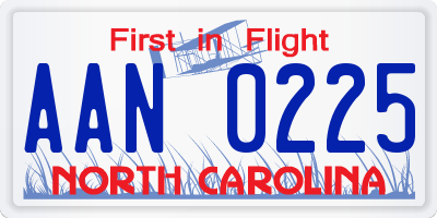 NC license plate AAN0225