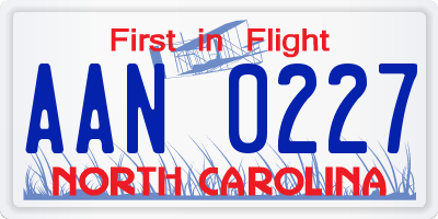 NC license plate AAN0227