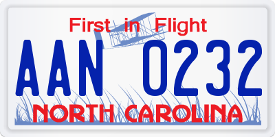 NC license plate AAN0232