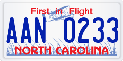 NC license plate AAN0233