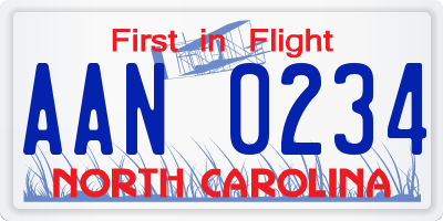 NC license plate AAN0234