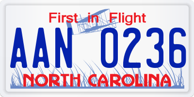 NC license plate AAN0236