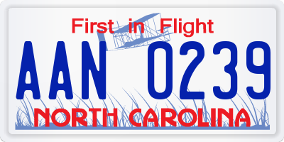 NC license plate AAN0239