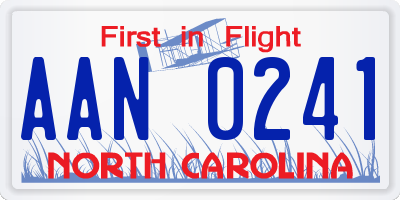 NC license plate AAN0241