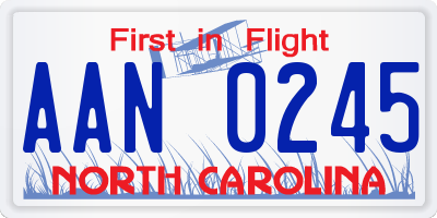 NC license plate AAN0245