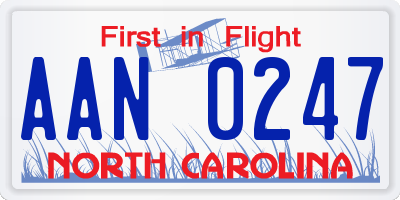 NC license plate AAN0247