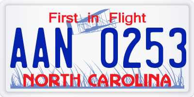 NC license plate AAN0253