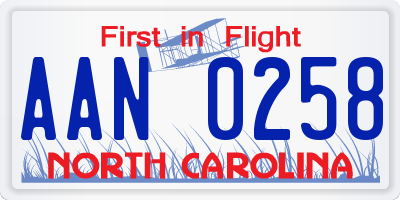 NC license plate AAN0258