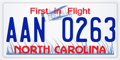 NC license plate AAN0263