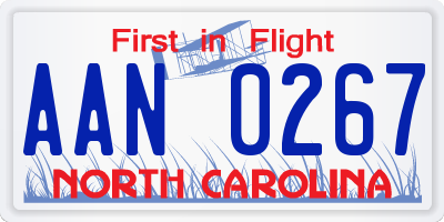 NC license plate AAN0267