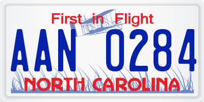 NC license plate AAN0284