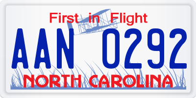 NC license plate AAN0292