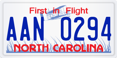 NC license plate AAN0294