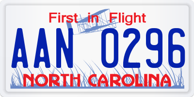 NC license plate AAN0296