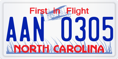 NC license plate AAN0305