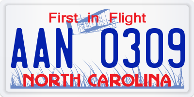 NC license plate AAN0309