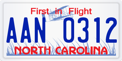 NC license plate AAN0312
