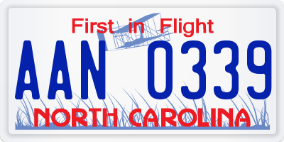 NC license plate AAN0339