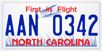 NC license plate AAN0342