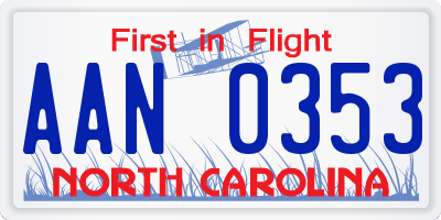 NC license plate AAN0353
