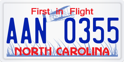 NC license plate AAN0355