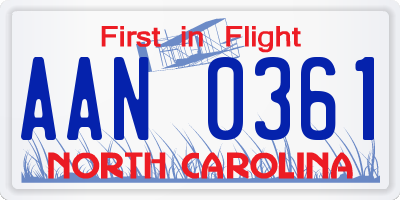 NC license plate AAN0361