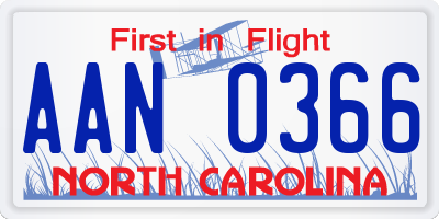 NC license plate AAN0366