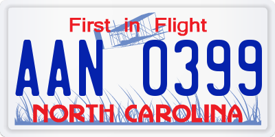 NC license plate AAN0399
