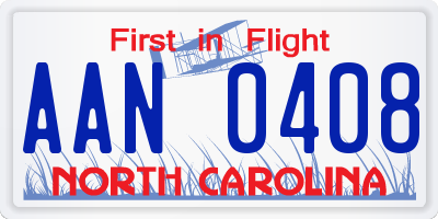 NC license plate AAN0408