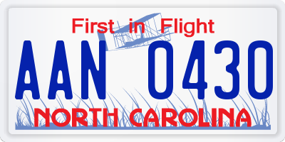 NC license plate AAN0430