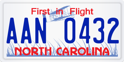 NC license plate AAN0432