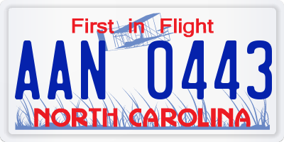NC license plate AAN0443