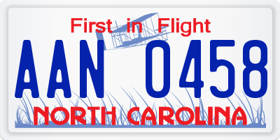 NC license plate AAN0458