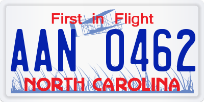 NC license plate AAN0462
