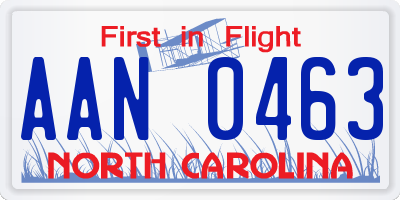 NC license plate AAN0463